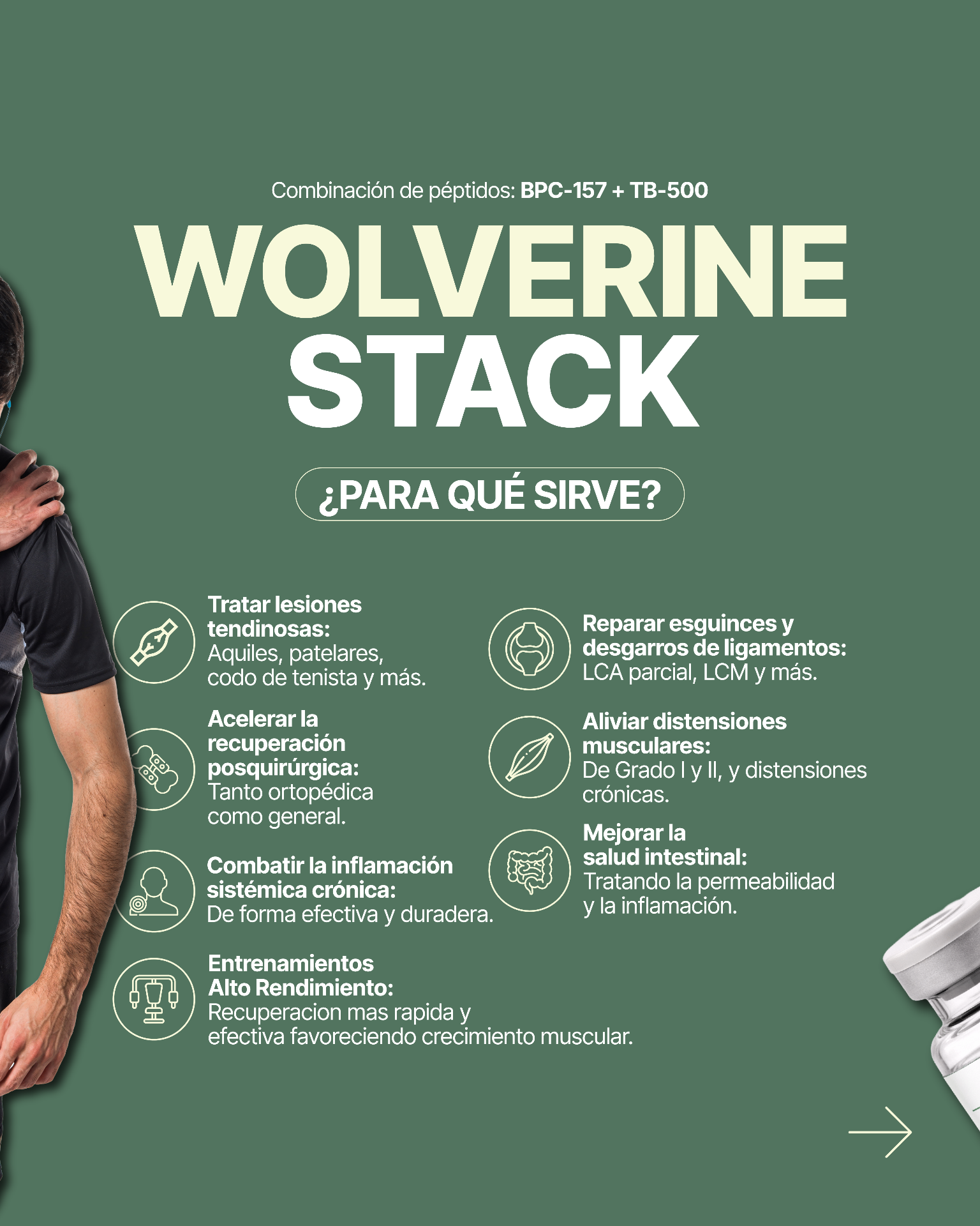 Wolverine Stack — combinación de péptidos BPC-157 y TB-500